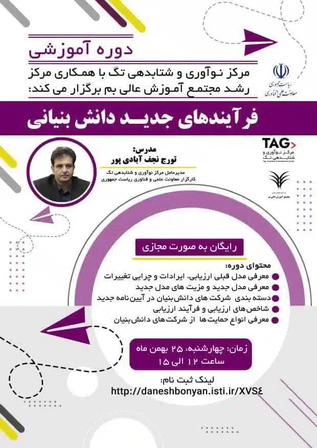 برگزاری دوره رایگان فرایند های دانش بنیانی